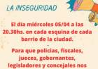 Vecinos Convocan a un "gran ruidazo por la inseguridad" en cada esquina de cada barrio