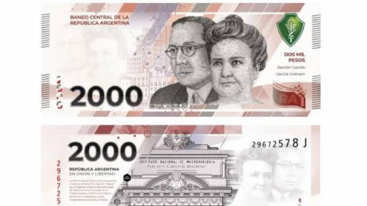 Hoy lunes comienza a circular el nuevo billete de $2.000 "de forma paulatina"